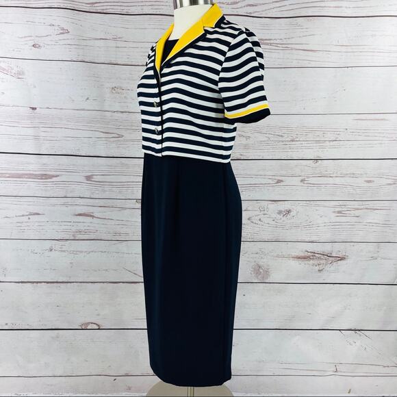 Danny & Nicole dress suit navy strip with yellow - Picture 4 of 13